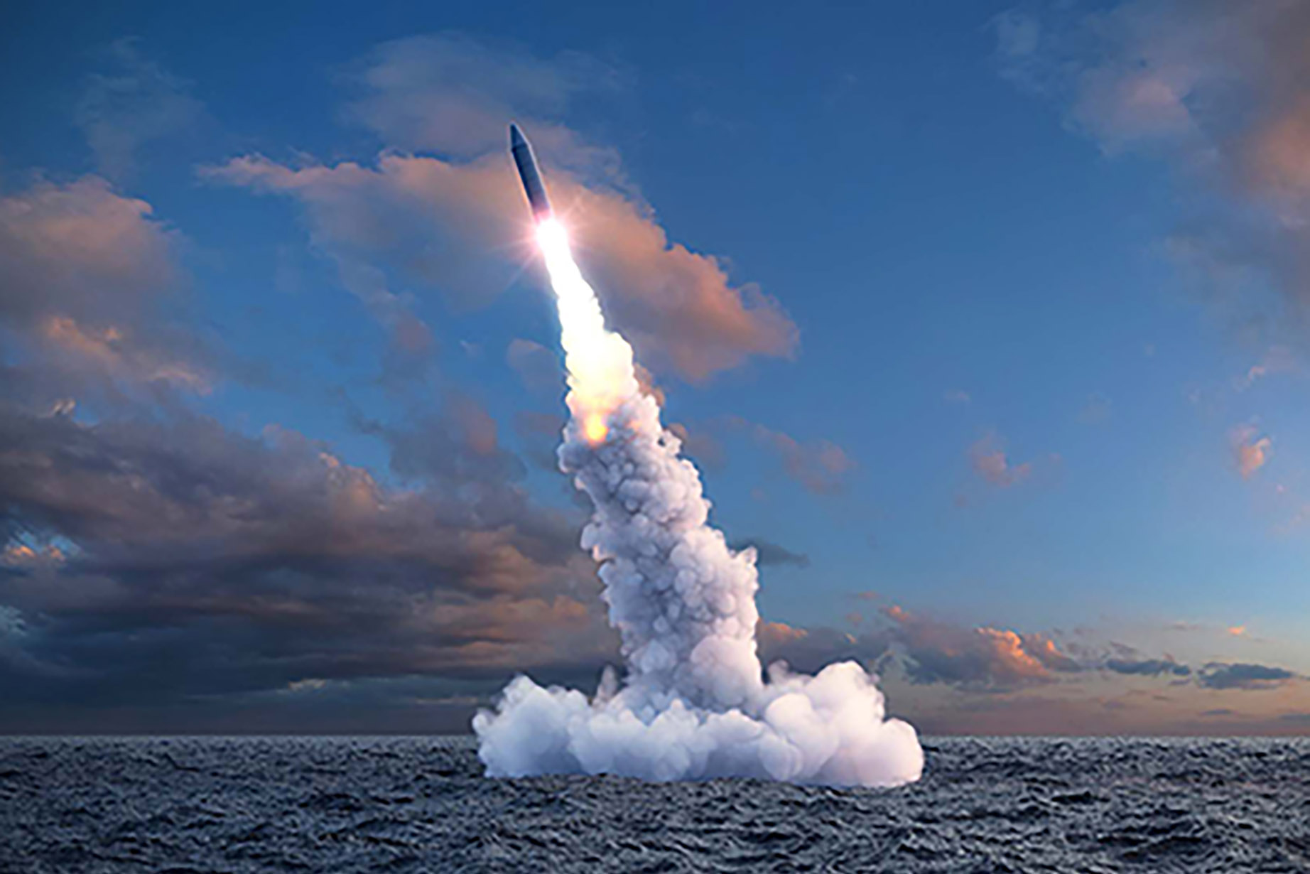 The launch of a ballistic missile from under water